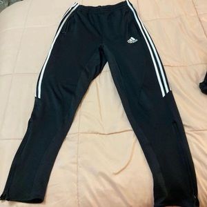 Adidas white striped joggers